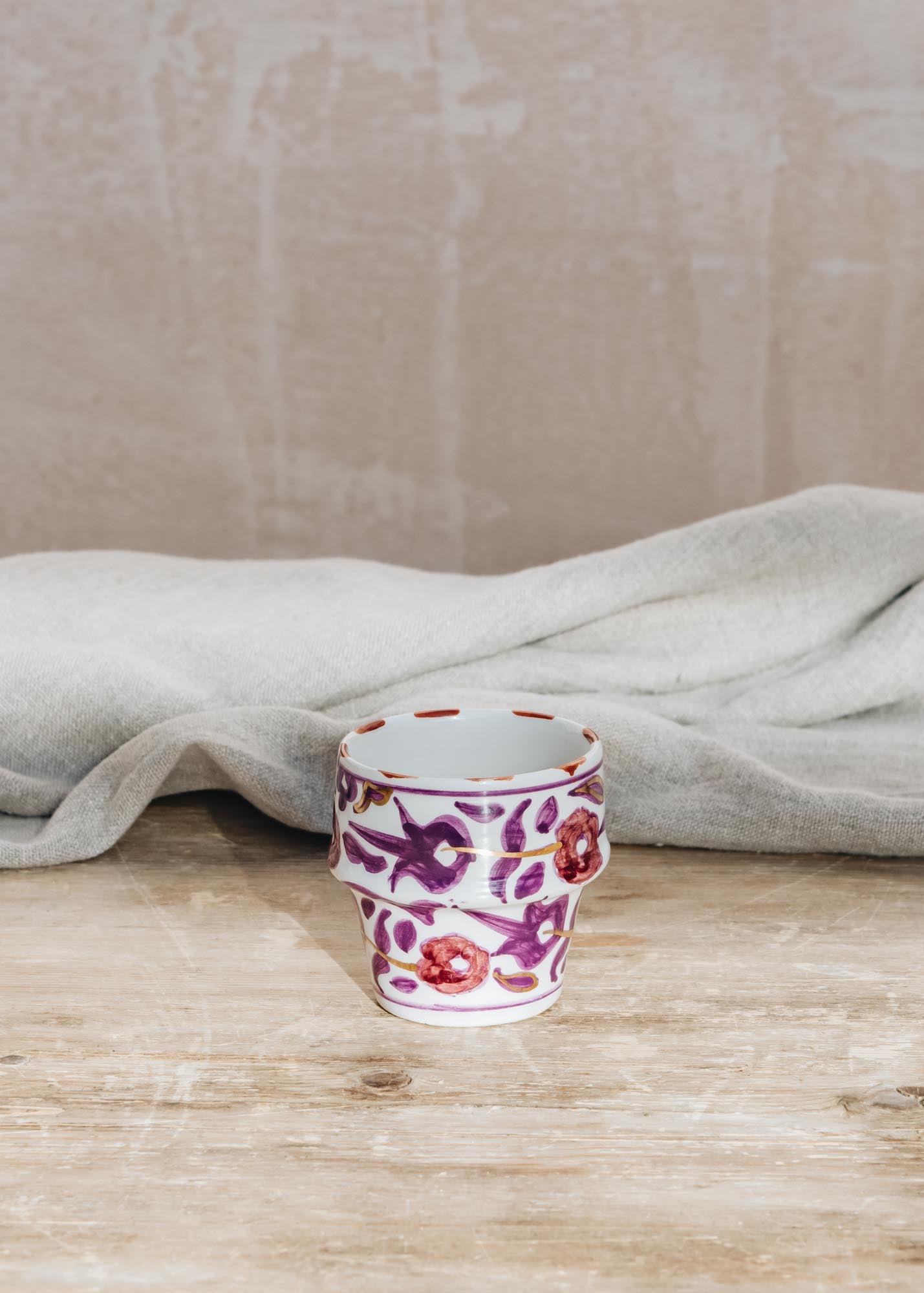 Flower Lilac and Aubergine Espresso Cup