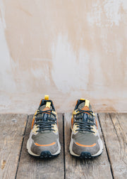 Flower Mountain Men's Yamano 3 Suede and Nylon Sneakers in Grey-Yellow