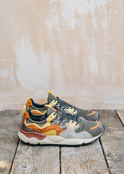 Flower Mountain Men's Yamano 3 Suede and Nylon Sneakers in Grey-Yellow