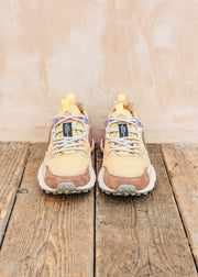 Flower Mountain Women's Yamano 3 Suede and Nylon Sneakers in Brown, Grey and Mustard