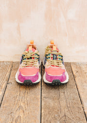 Flower Mountain Women's Yamano 3 Suede and Nylon Sneakers in Burgundy, Fuschia and Cipria