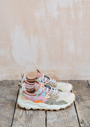 Flower Mountain Women's Yamano 3 Suede and Nylon Sneakers in Cream, Taupe and Military