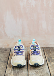 Flower Mountain Women's Yamano 3 Suede and Teddy Sneakers in Beige and Multi