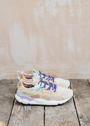 Flower Mountain Women's Yamano 3 Suede and Teddy Sneakers in Beige and Multi