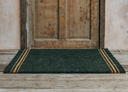 Large Forest Green Doormat with Triple Stripe