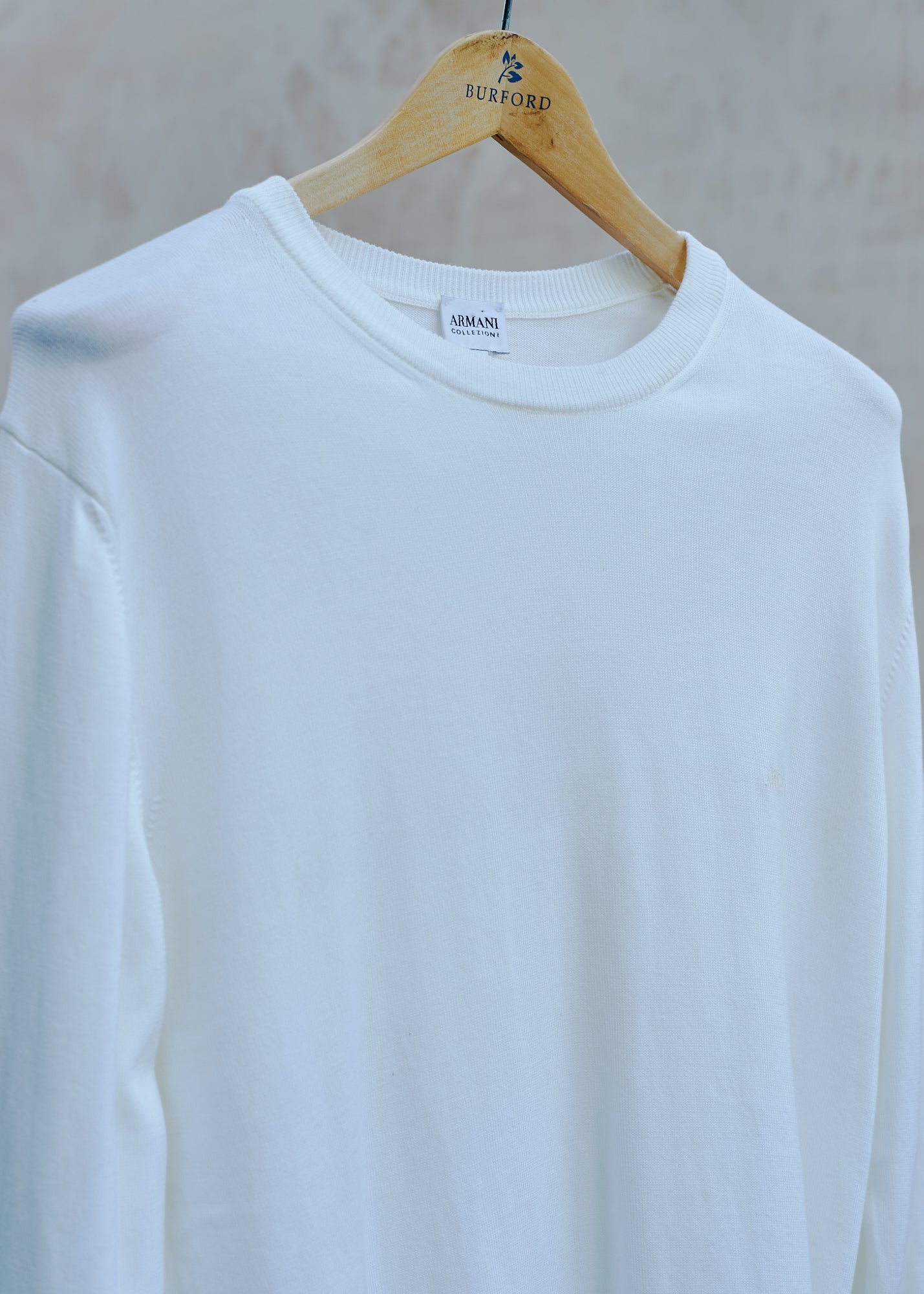 Kenny Ryder Giorgio Armani Vintage Lightweight Cream Cotton Crewneck - M