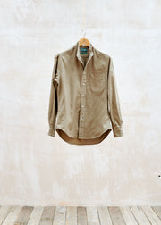 Gitman Bros. Khaki Brown Cotton Collarless Shirt - S