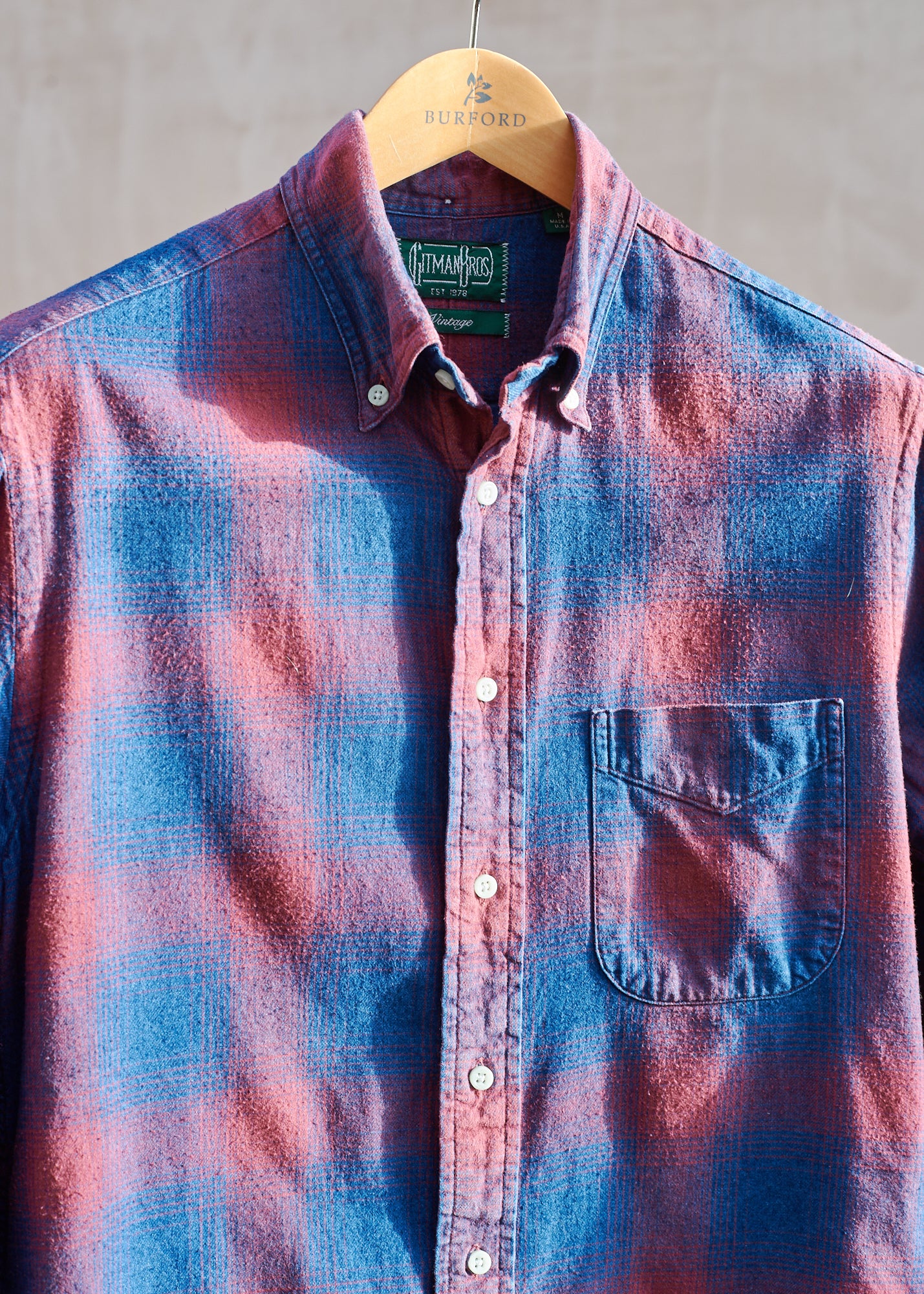 Gitman Bros. Red & Blue Cotton Flannel Check Shirt - M
