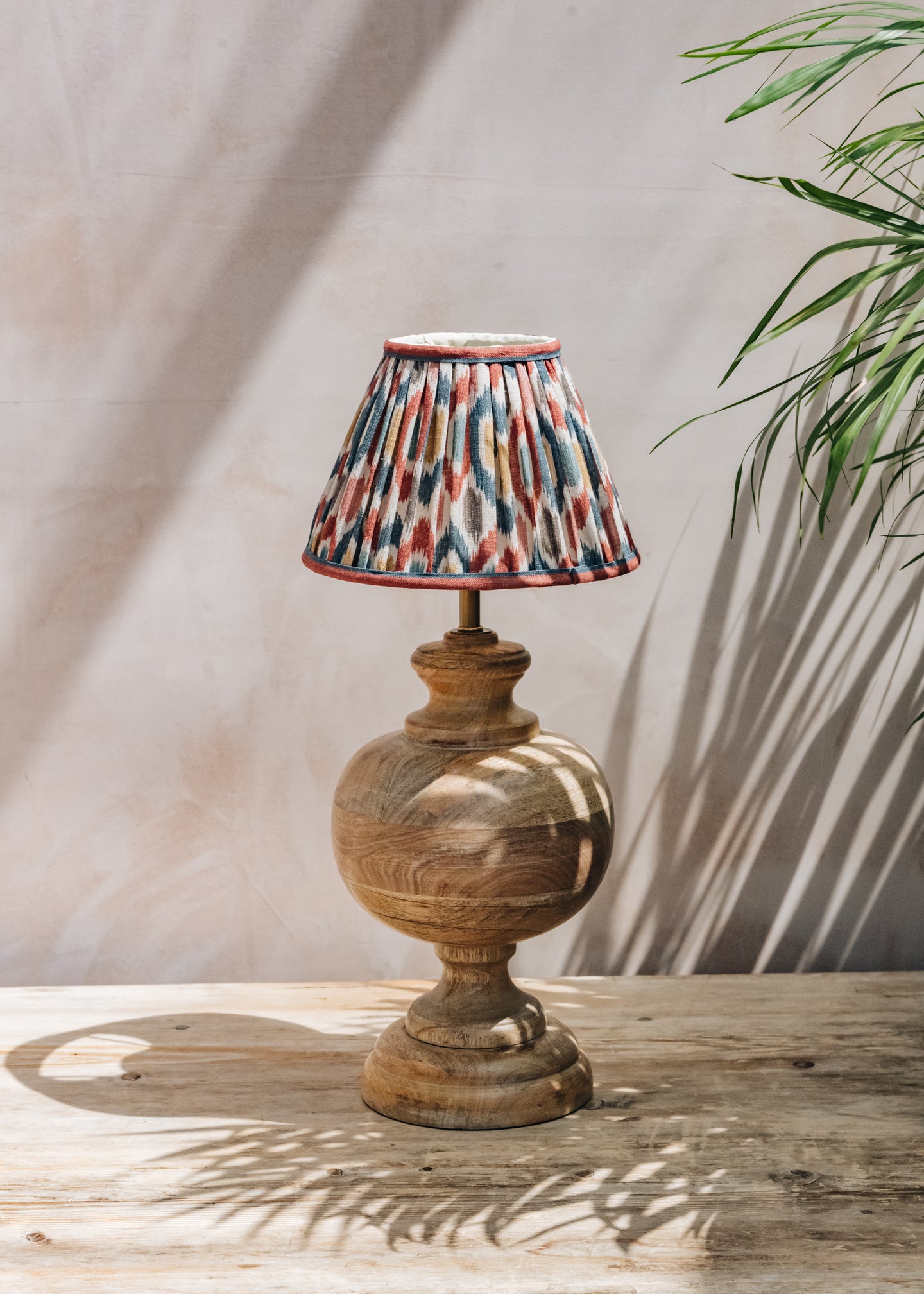 GP & J Baker Ikat Spot Linen Empire Shade in Blue and Red, 20cm