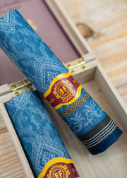 Ghislain Zoete Blue Jacquard Handkerchiefs in Cigar Box