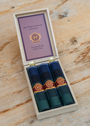 Burford Gallery Green and Navy Handkerchiefs in Cigar Box