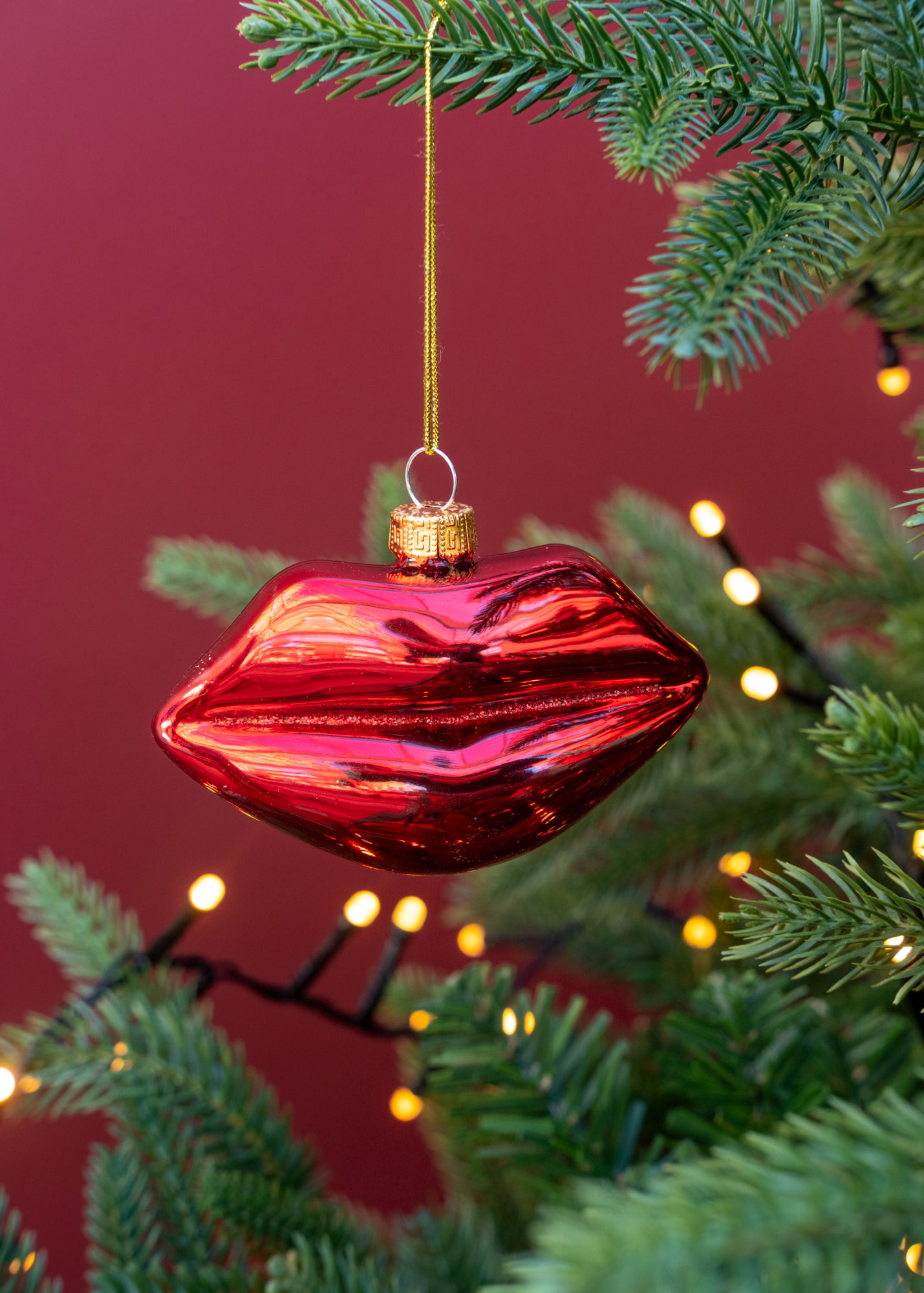Treasure Tree Glass Red Lips Decoration