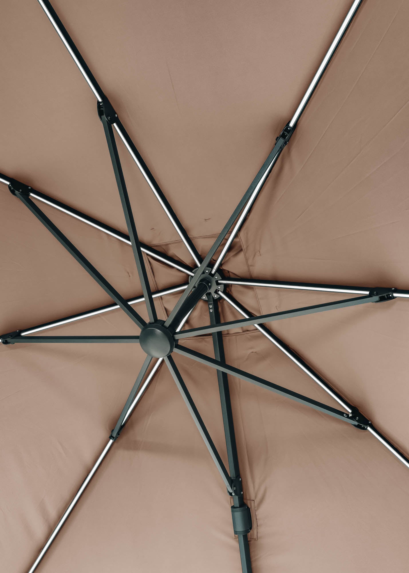 Pacific Lifestyle Glow Challenger Square Free Arm Parasol in Taupe (3mx3m)