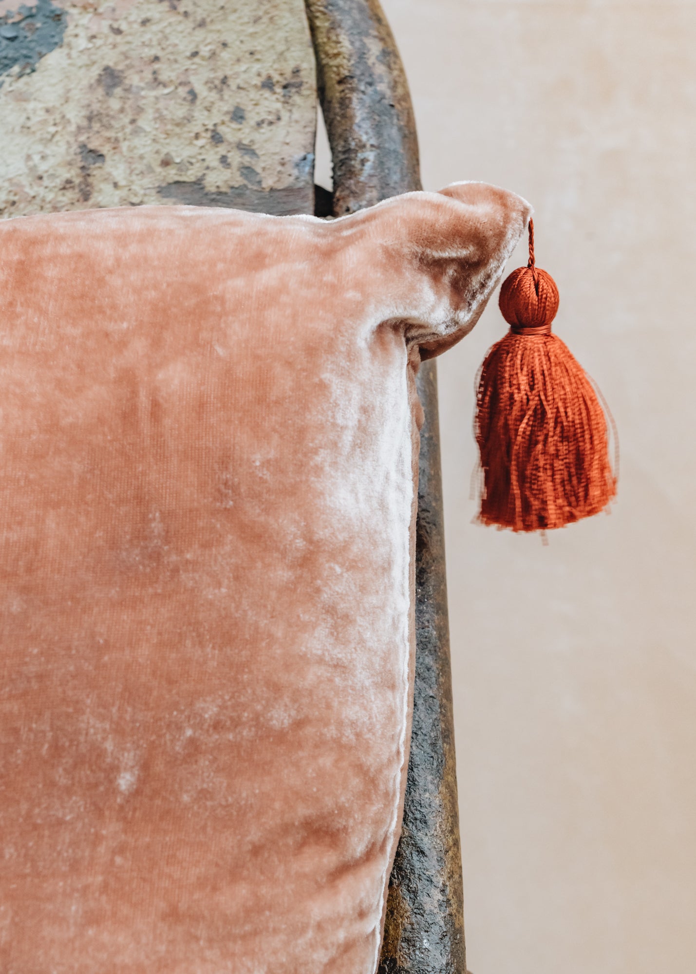 Goa Velvet Cushion with Pompons in Etosha