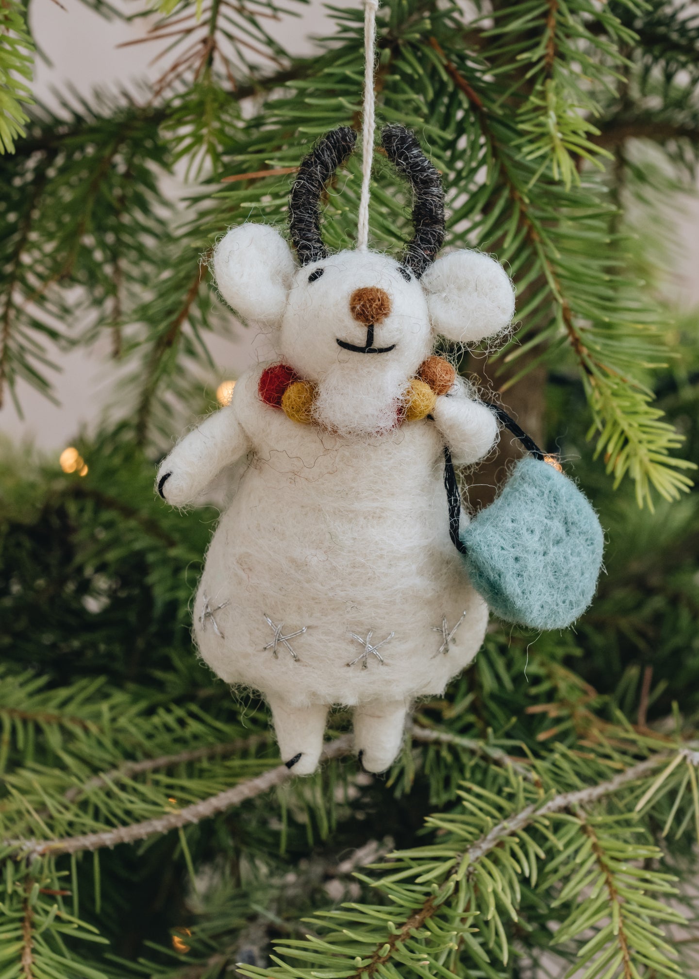 AfroArt Goat with a Bag Ornament
