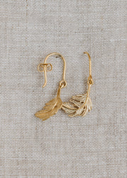Gold Plate Little Feather Hook Earrings