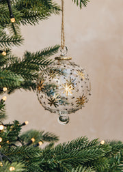 Gold Stars and Platinum Dots Glass Bauble
