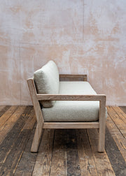 Gommaire Mario Reclaimed Teak Three Seater Sofa in Natural Grey and Rope with Cushions