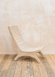 Gommaire Sachin Teak Easy Chair in Natural Grey with Footrest and Cushion