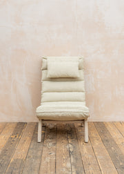 Gommaire Sachin Teak Easy Chair in Natural Grey with Footrest and Cushion