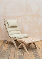 Sachin Teak Easy Chair in Natural Grey with Footrest and Cushion