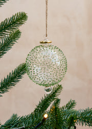 Unique Treasures Green Dots Glass Bauble