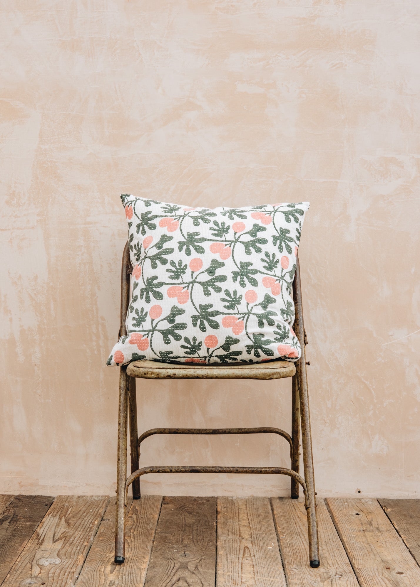 A World of Craft Green and Pink Fig Cushion