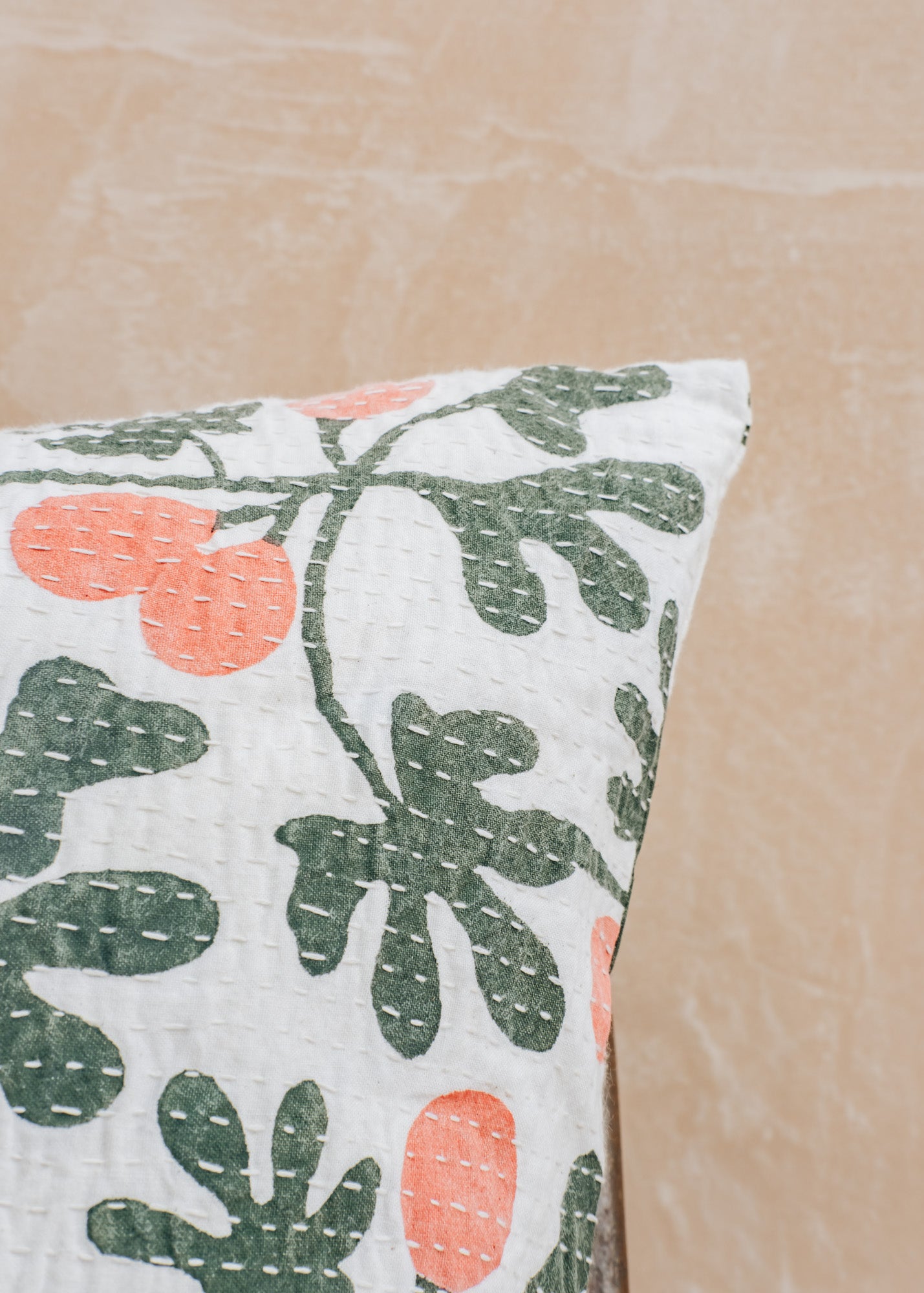 AfroArt Green and Pink Fig Cushion