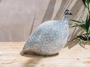 Large Ceramic Guinea Fowl in White Spotted Cobalt