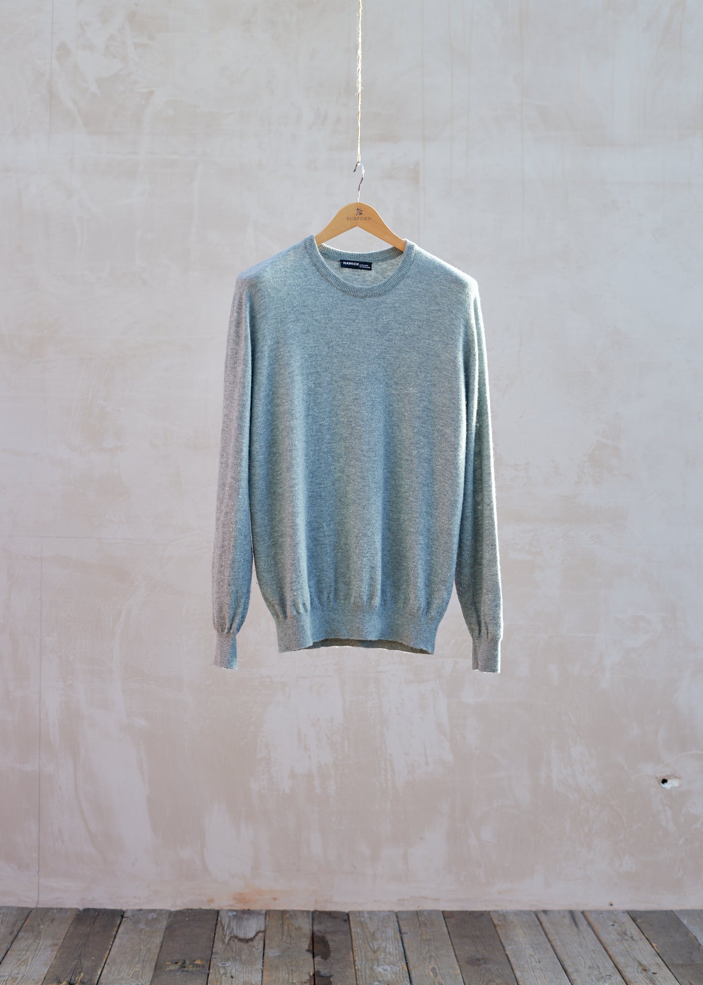 Hawick Cashmere 100% Lambswool Grey Crewneck - M