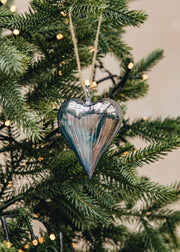 Heart Glass Bauble in Blue