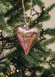 Heart Glass Bauble in Pink