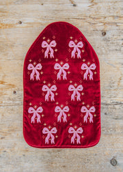 Dazzling Bows Velvet Hot Water Bottle in Rouge