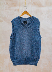 John Smedley Cosmic Spiele Vest Jumper in Blue Diamond