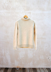 Inis Meáin Speckled Cream Merino Wool/Cashmere Roll Neck - L