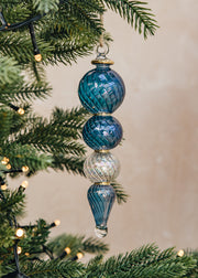 Icicle Glass Bauble in Blue and Iris