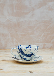 Ivan Ros Blue Splatter Cup and Saucer