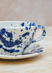 Ivan Ros Blue Splatter Cup and Saucer