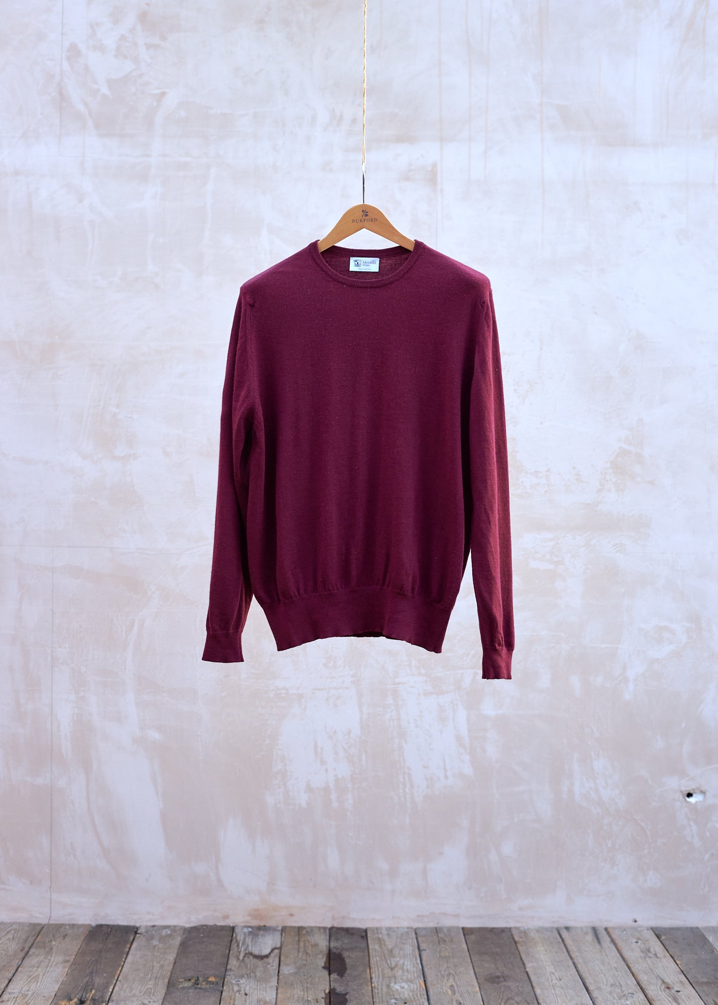 Johnstons of Elgin Burgundy 100% Wool Crewneck - L/XL