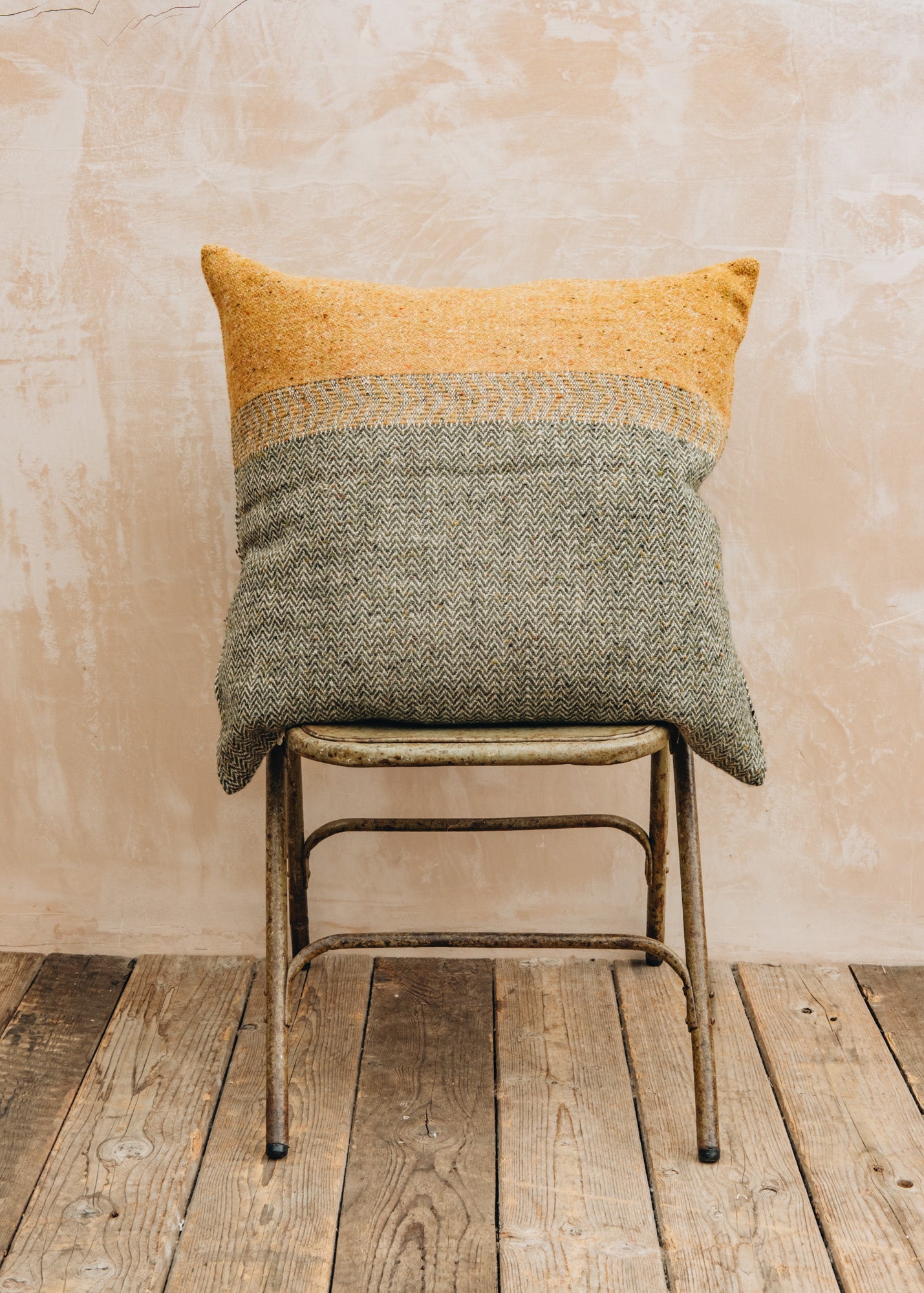 Libeco Jules Green Herringbone Cushion