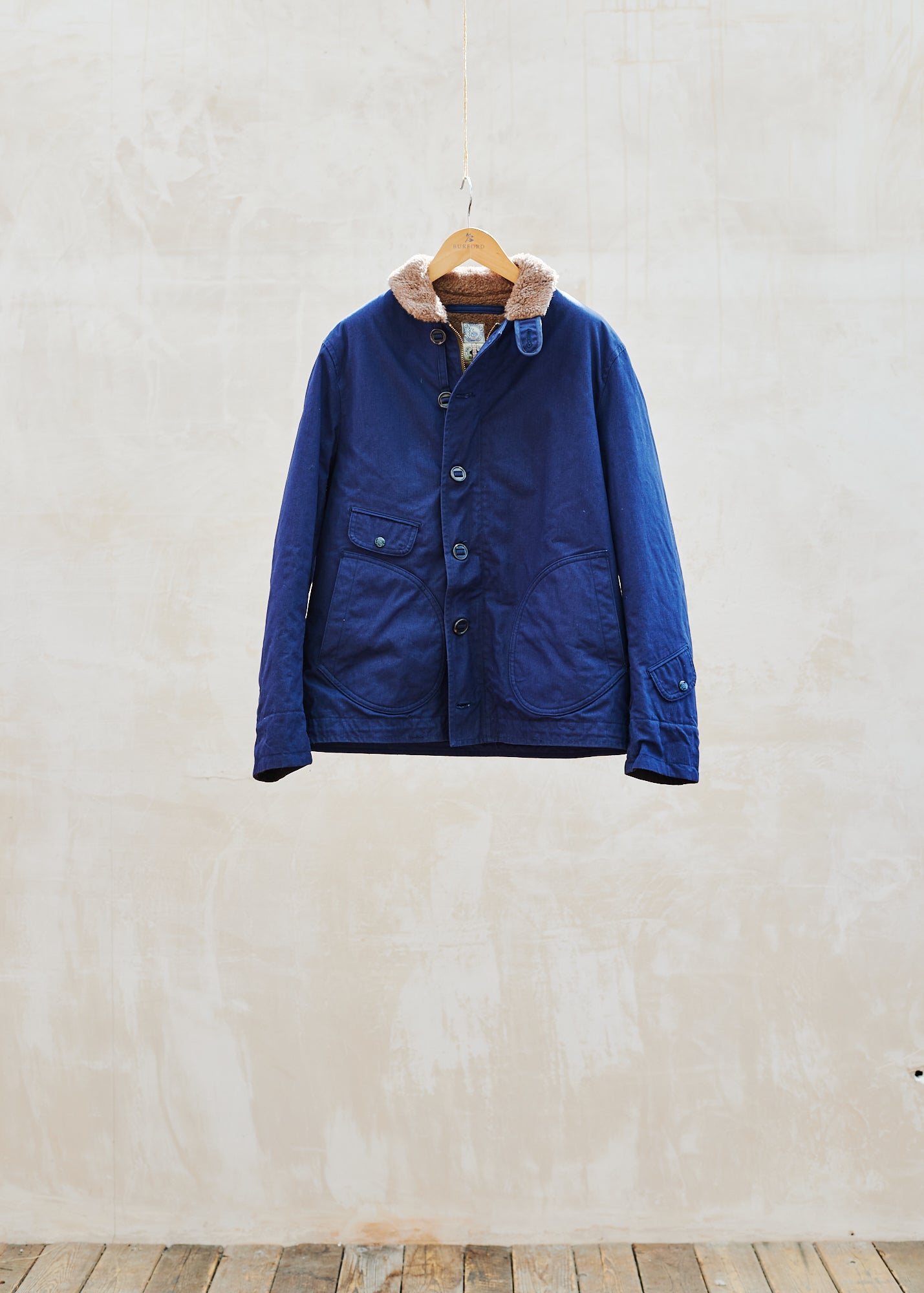 Kaptain Sunshine Alpaca Lined Navy Cotton Deck Jacket - M