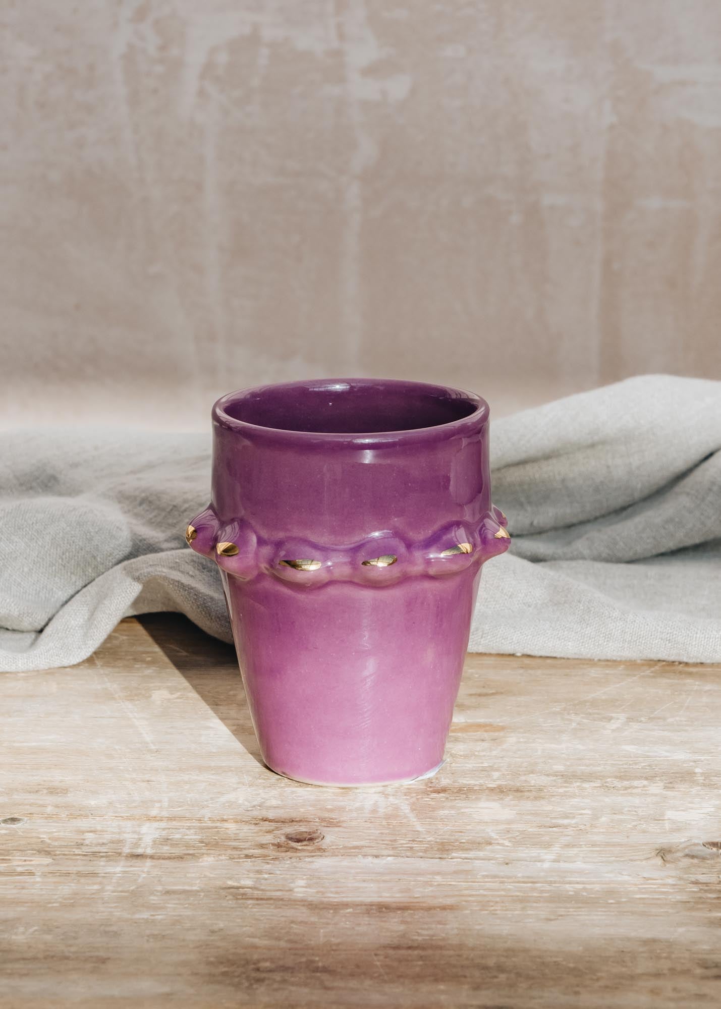 Large Beldi Tazza Lilac and Gold Ceramic Cup