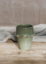 Large Beldi Tazza Sage and Gold Ceramic Cup