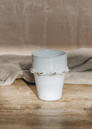 Large Beldi Tazza White and Gold Ceramic Cup