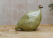 Large Ceramic Guinea Fowl in Grey Spotted Yellow