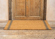 Large Natural Coir Doormat with Triple Stripe