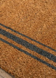 One Dot World Large Natural Coir Doormat with Triple Stripe