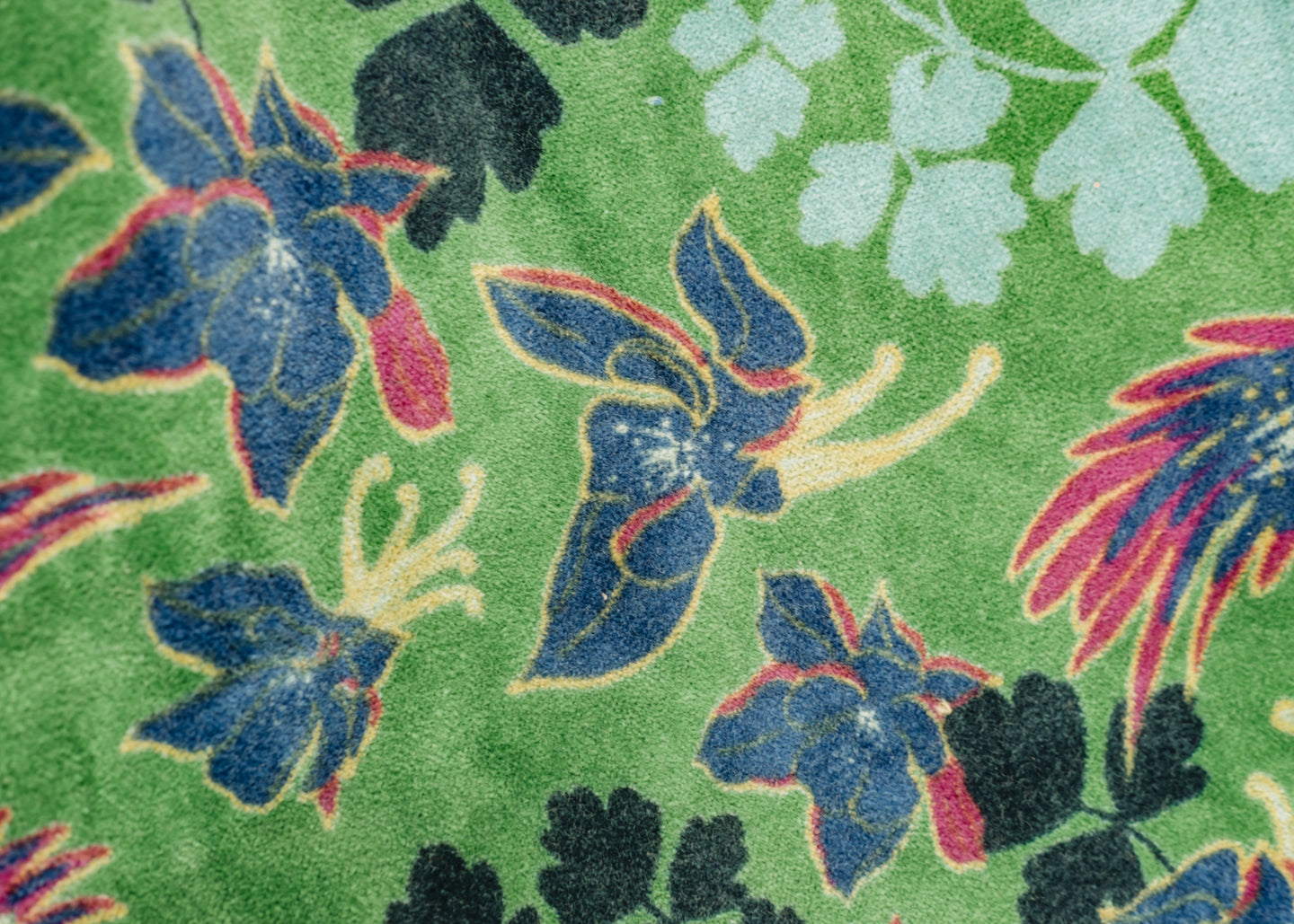 Les Touristes Small Velvet Pouch in Vibrant Green Columbia