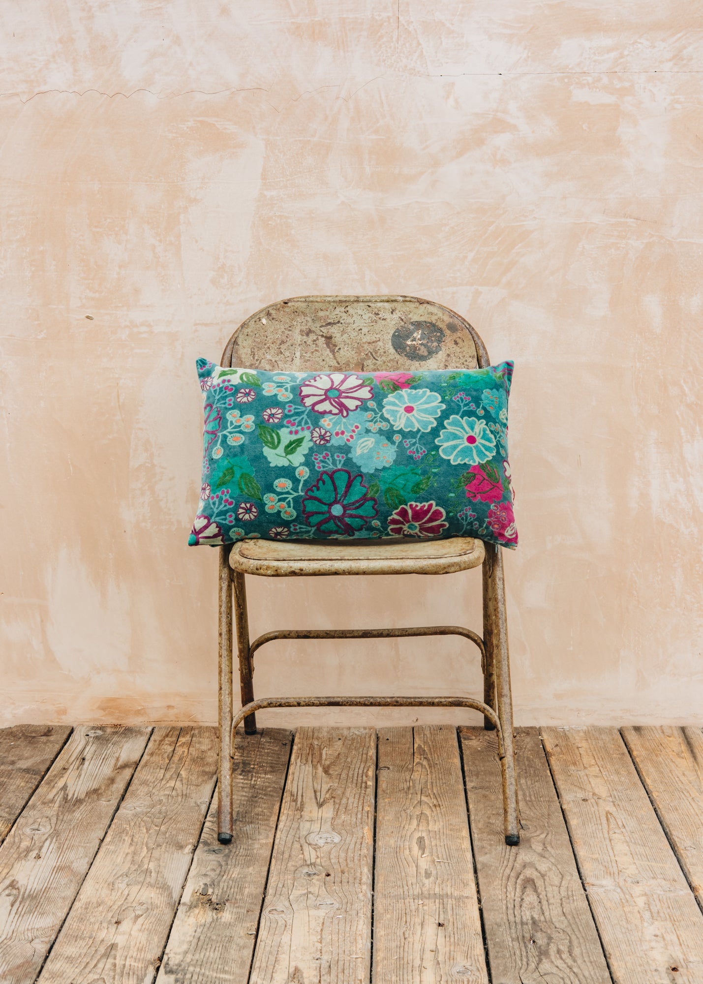 Bungalow Velvet Cushion in Cosmos Teal, 55x35cm