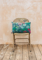 Bungalow Velvet Cushion in Cosmos Teal, 55x35cm